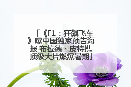 《F1：狂飙飞车》曝中国独家预告海报 布拉德・皮特携顶级大片燃爆暑期