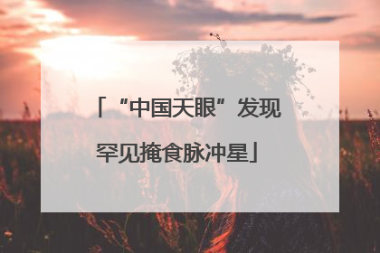 “中国天眼”发现罕见掩食脉冲星