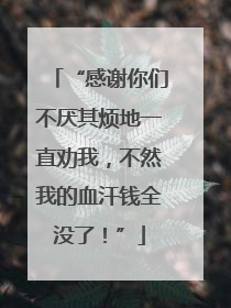 “感谢你们不厌其烦地一直劝我，不然我的血汗钱全没了！”