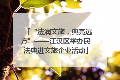 “法润文旅，典亮远方”——江汉区举办民法典进文旅企业活动