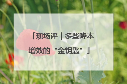 现场评｜多些降本增效的“金钥匙”
