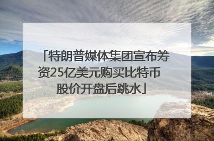 特朗普媒体集团宣布筹资25亿美元购买比特币 股价开盘后跳水
