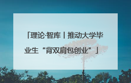 理论·智库丨推动大学毕业生“背双肩包创业”