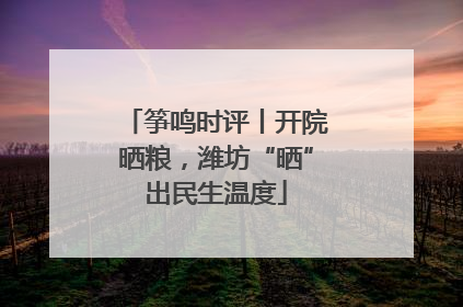 筝鸣时评丨开院晒粮，潍坊“晒”出民生温度