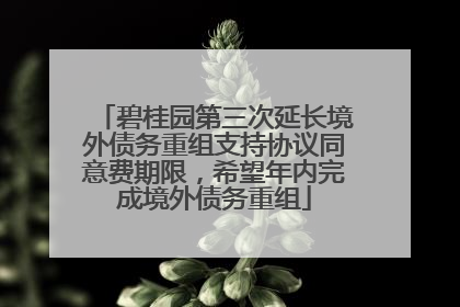 碧桂园第三次延长境外债务重组支持协议同意费期限，希望年内完成境外债务重组