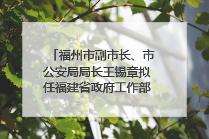 福州市副市长、市公安局局长王锡章拟任福建省政府工作部门正厅长级职务