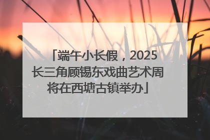 端午小长假，2025长三角顾锡东戏曲艺术周将在西塘古镇举办