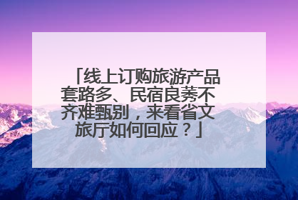 线上订购旅游产品套路多、民宿良莠不齐难甄别，来看省文旅厅如何回应？