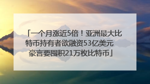 一个月涨近5倍！亚洲最大比特币持有者欲融资53亿美元 豪言要囤积21万枚比特币