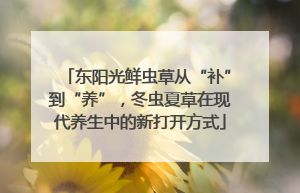 东阳光鲜虫草从“补”到“养”，冬虫夏草在现代养生中的新打开方式
