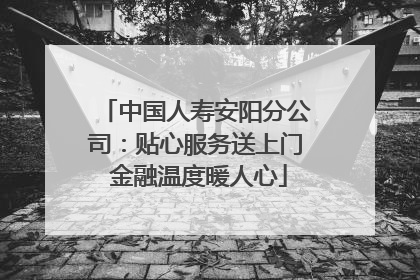 中国人寿安阳分公司：贴心服务送上门 金融温度暖人心