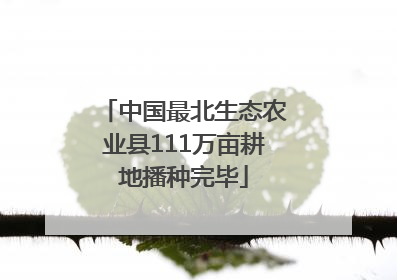 中国最北生态农业县111万亩耕地播种完毕