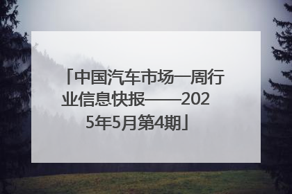 中国汽车市场一周行业信息快报——2025年5月第4期