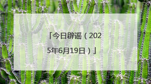 今日辟谣（2025年6月19日）