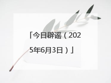 今日辟谣（2025年6月3日）
