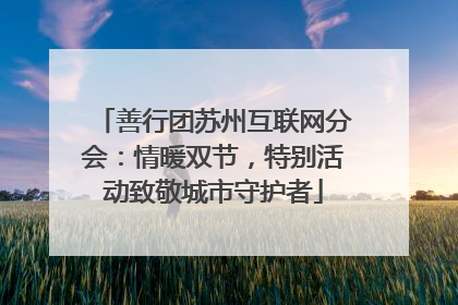 善行团苏州互联网分会：情暖双节，特别活动致敬城市守护者