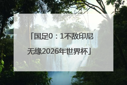 国足0：1不敌印尼 无缘2026年世界杯