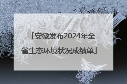 安徽发布2024年全省生态环境状况成绩单