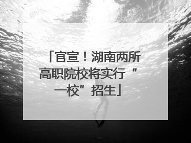 官宣！湖南两所高职院校将实行“一校”招生