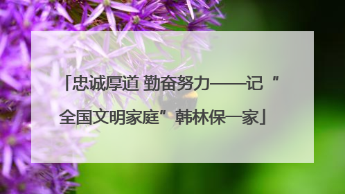 忠诚厚道 勤奋努力——记“全国文明家庭”韩林保一家