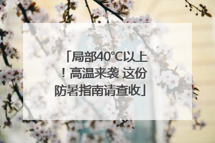 局部40℃以上！高温来袭 这份防暑指南请查收