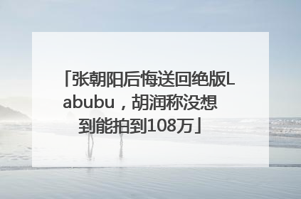 张朝阳后悔送回绝版Labubu，胡润称没想到能拍到108万