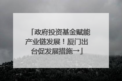 政府投资基金赋能产业链发展！厦门出台促发展措施→