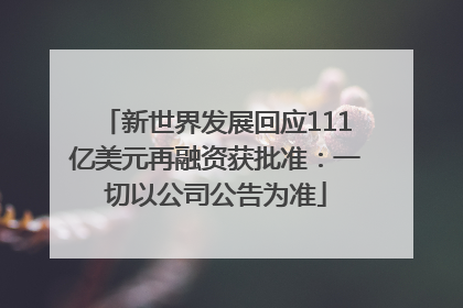 新世界发展回应111亿美元再融资获批准：一切以公司公告为准