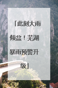 此刻大雨倾盆！芜湖暴雨预警升级