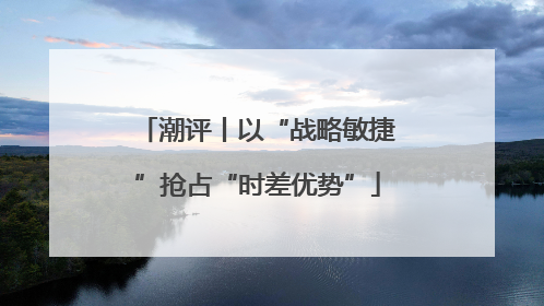 潮评丨以“战略敏捷”抢占“时差优势”