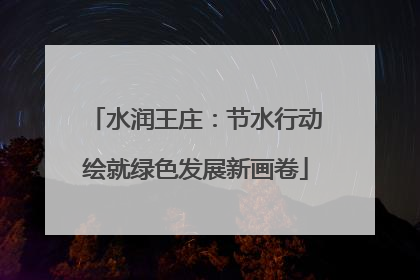 水润王庄：节水行动绘就绿色发展新画卷