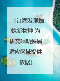 江西发现蜘蛛新物种 为研究呵叻蛛属适应区域提供依据