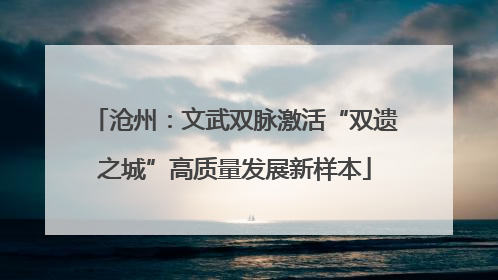 沧州：文武双脉激活“双遗之城”高质量发展新样本