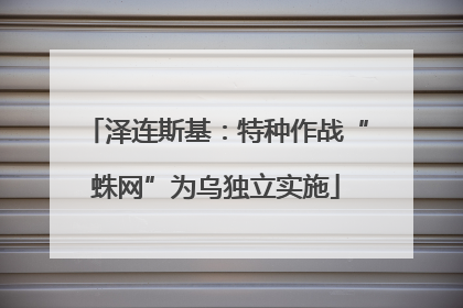 泽连斯基：特种作战“蛛网”为乌独立实施