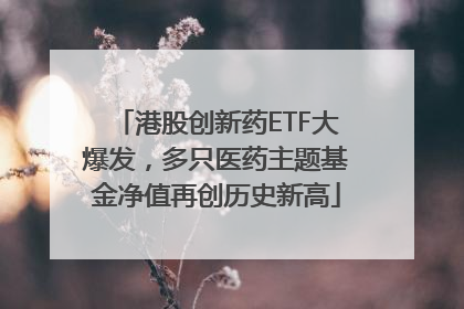 港股创新药ETF大爆发，多只医药主题基金净值再创历史新高