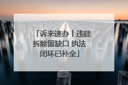 诉来速办丨违建拆除留缺口 执法闭环已补全