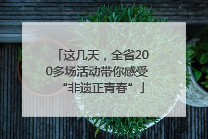 这几天，全省200多场活动带你感受“非遗正青春”