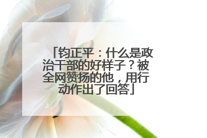 钧正平：什么是政治干部的好样子？被全网赞扬的他，用行动作出了回答