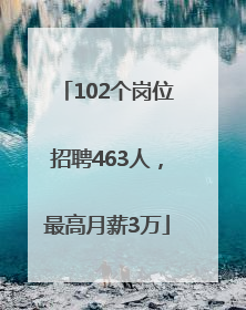 102个岗位招聘463人，最高月薪3万