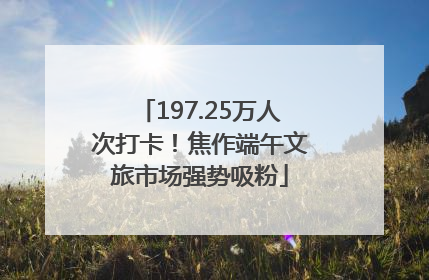 197.25万人次打卡！焦作端午文旅市场强势吸粉