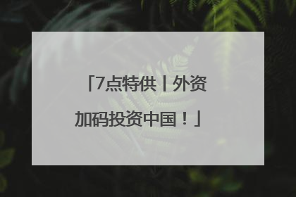 7点特供丨外资加码投资中国！